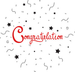 Wall Mural - Congratulations lettering  with confetti on outline 