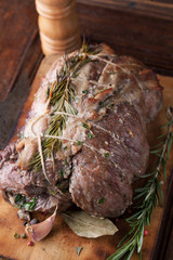 Canvas Print - Beef roulade with smoked bacon and rosemary