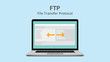 ftp file transfer protocol with data exchange on laptop