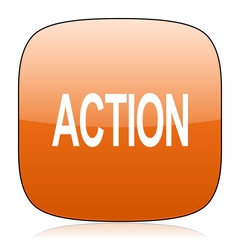 Aufkleber - action orange square web design glossy icon
