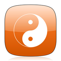 Poster - ying yang orange square web design glossy icon