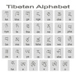 Set of monochrome icons with tibetan alphabet for your design