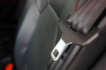 close up seat belt in modern car