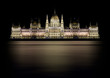 City Night. Reflection of Houses of Parliament in Budapest, Hungary.