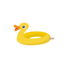 Duck Form Lifebuoy Icon, Cartoon Style
