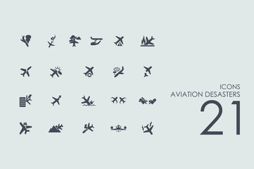 Wall Mural - Set of aviation desasters icons