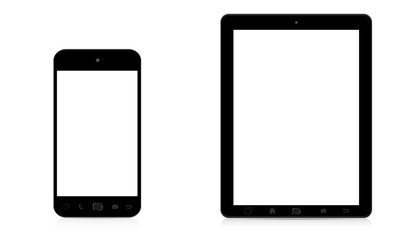 Modern digital phone and tablet on white background