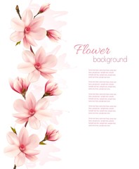 Poster - Beautiful pink magnolia background. Vector.
