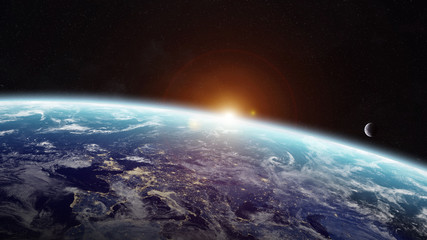 Leinwandbilder - Sunrise over planet Earth in space