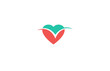 letter v heart love medical logo