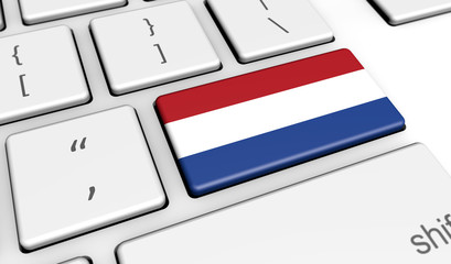 Wall Mural - Netherlands Flag On Computer Key