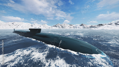 Fotografía Surfaced russian nuclear submarine at northern waters