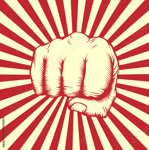 Vintage woodcut fist poster