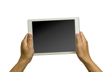 Hand and tablet