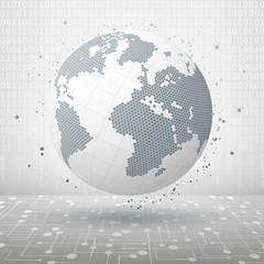 Wall Mural - abstract vector illustration. technology planet. the symbolic image of a sphere dotted lines and dot