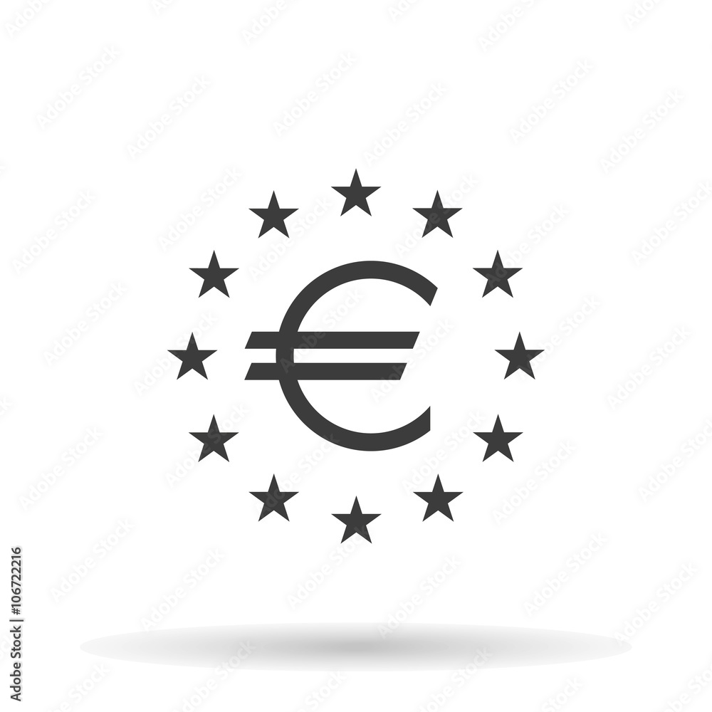 EU flag icon European Union with the euro symbol on a white background,  stylish vector illustration 素材庫向量圖| Adobe Stock