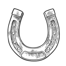 Horseshoe. Vintage Vector Engraving Illustration For Info Graphic, Poster, Web. Black On White Background