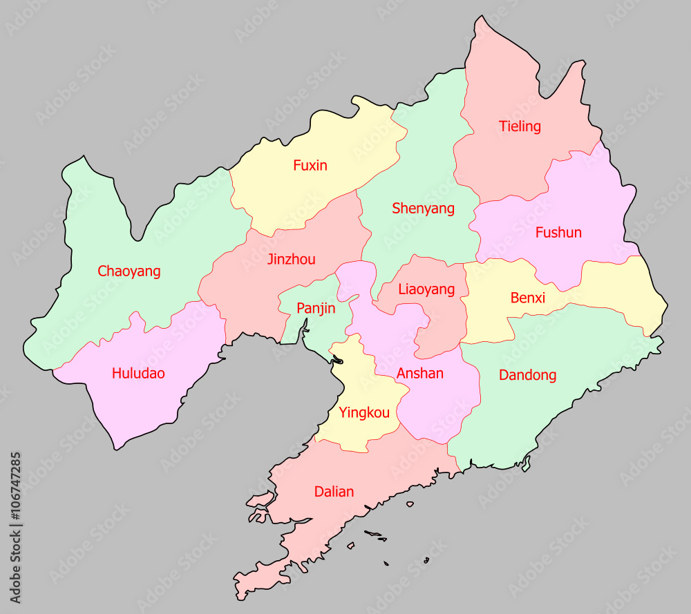 Vector de Stock Map of Liaoning Province, China | Adobe Stock