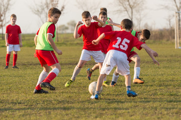 Wall Mural - boys kicking football