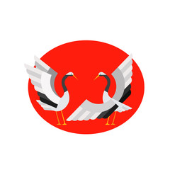 Sticker - Japanese cranes flat icon