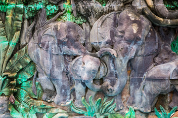 Wall Mural - Elephant sculpture garden that can shoot.