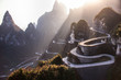 The winding road of Tianmen mountain national park, Hunan provin