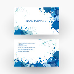 Vector abstract blue splash, concept of painter. Business card