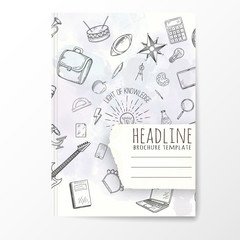Wall Mural - Notebook template with hand drawn education doodles