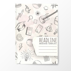 Wall Mural - Notebook template with hand drawn education doodles