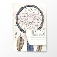 Wall Mural - Notebook template with hand drawn dream catcher. 