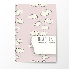 Wall Mural - Notebook template with hand drawn cloud pattern.