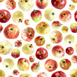 Seamless pattern of apples painted with watercolours