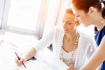 Wall Mural - Two female colleagues in office