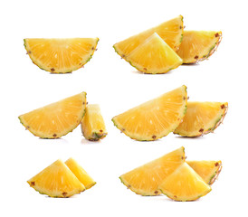 Poster - Slice of ripe pineapple isolated on white