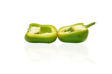 two halves of green bell pepper