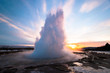 The Strokkur Geyser erupting at the Haukadalur geothermal area, part of the golden circle route, in Iceland
