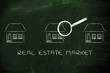 © faithie - magnifying glass analyzing a group of houses, real estate market