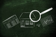 © faithie - magnifying glass analyzing a house, with newspaper, stats & keys
