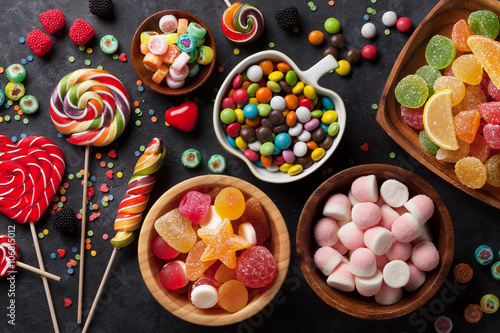 Cuadros en Lienzo Colorful candies, jelly and marmalade