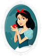 Snow White Holding Red Apple Vector Illustration  