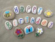 Happy Birthday with stones design composition