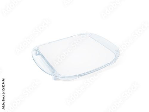 Download Plastic Tip Tray With Blank Paper Mockup Isolated On White Clear Sheet Mock Up In Acrylic PSD Mockup Templates