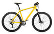 new yellow mountain bike bicycle isolated on white background / Neues mountainbike Fahrrad gelb isoliert auf weißem Hintergrund
