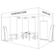 Vector Blank trade exhibition booth stand. Trendy outline style
