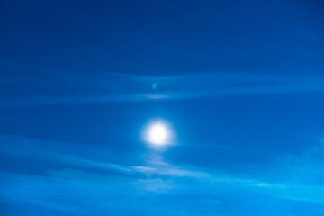 Wall Mural - blue dark night sky with moon