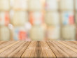 © tirachard - Wooden board empty table in front of blurred background. Perspective brown wood over blur in coffee shop - can be used for display or montage your products.Mock up for display of product.
