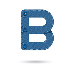 B font vector with blue Jeans on White background, Futuristic fo