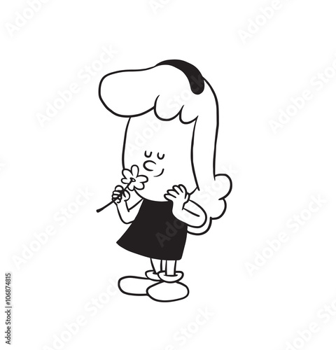 Vector Cartoon Image Of A Cute Little Girl Little Girl With Wavy