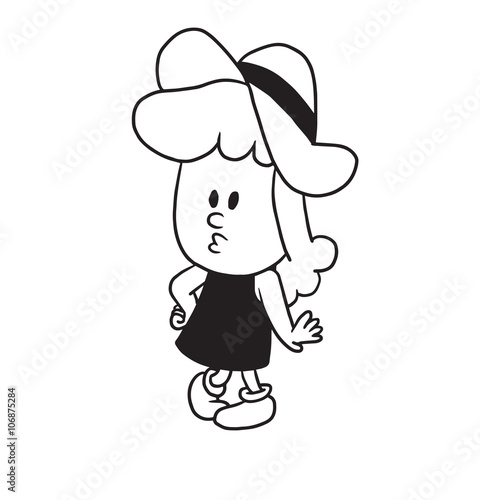 Vector Cartoon Image Of A Cute Little Girl Little Girl With Wavy