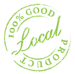 Local Product green rubber stamp on white